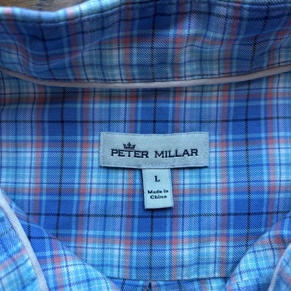 Peter Millar Blue Plaid Button Down Shirt | Men’s Large | Classic Fit - Picture 2 of 5
